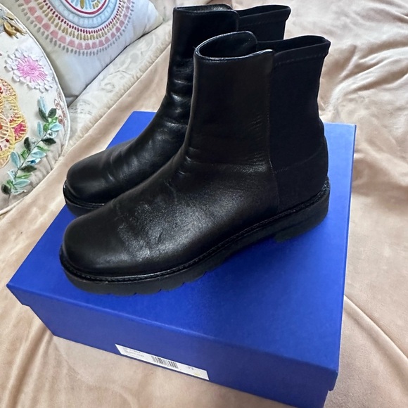 Stuart Weitzman 5050 Lift Bootie Black Leather Boots 7.5 NIB - Picture 1 of 6